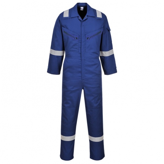 Portwest C814 Blue Iona Cotton Coveralls with Reflective Stripes